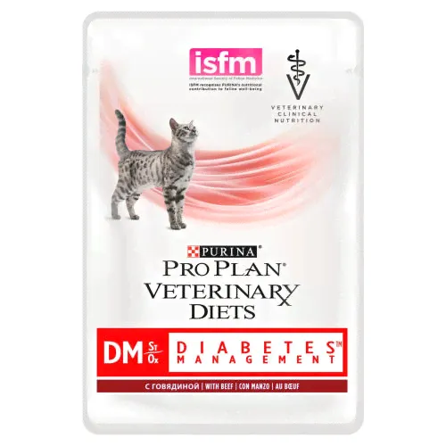 Консервированный корм для кошек при диабете Purina DM пауч, 85 г, говядина-0