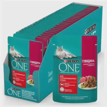 Влажный корм для кошек Purina ONE для стерилизованных кошек с говядиной и морковью 75 г х 26 шт.