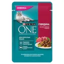 Корм для кошек Purina ONE говядина, с морковью 4 шт. х 75 г (кусочки в соусе)