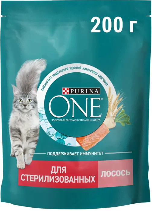 Сухой корм для кошек Purina ONE для стерилизованных с лососем 200г-0