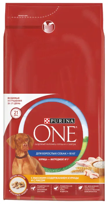 Сухой корм для собак Purina ONE курица с рисом 3.8 кг