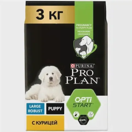 Сухой корм Purina Pro Plan Optistart Large Robust Puppy для щенков крупных пород мощного телосложения с курицей 3кг 12272200-0