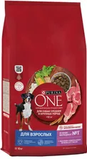 Сухой корм для собак Purina ONE для средних и крупных пород с ягненком и рисом 10кг