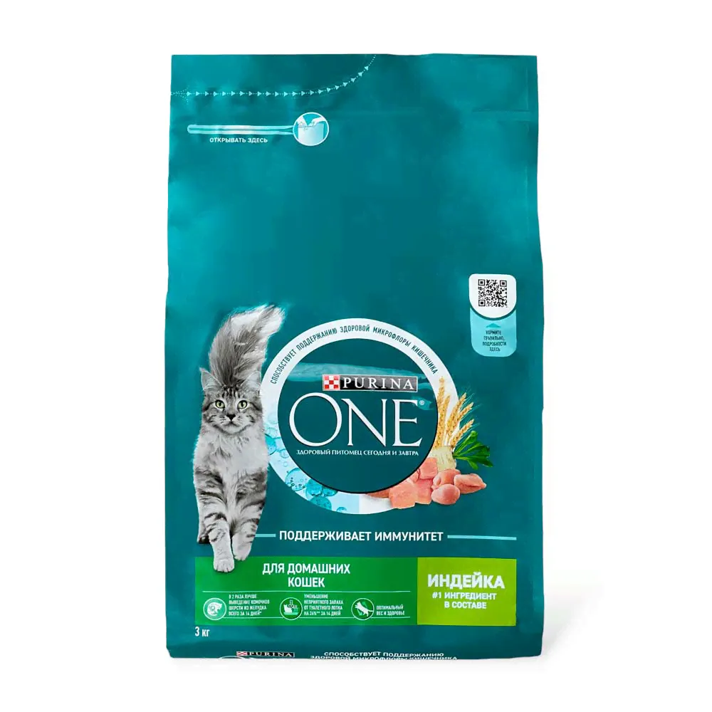 Purina ONE для взрослых домашних кошек с высоким содержанием индейки 3 кг-0