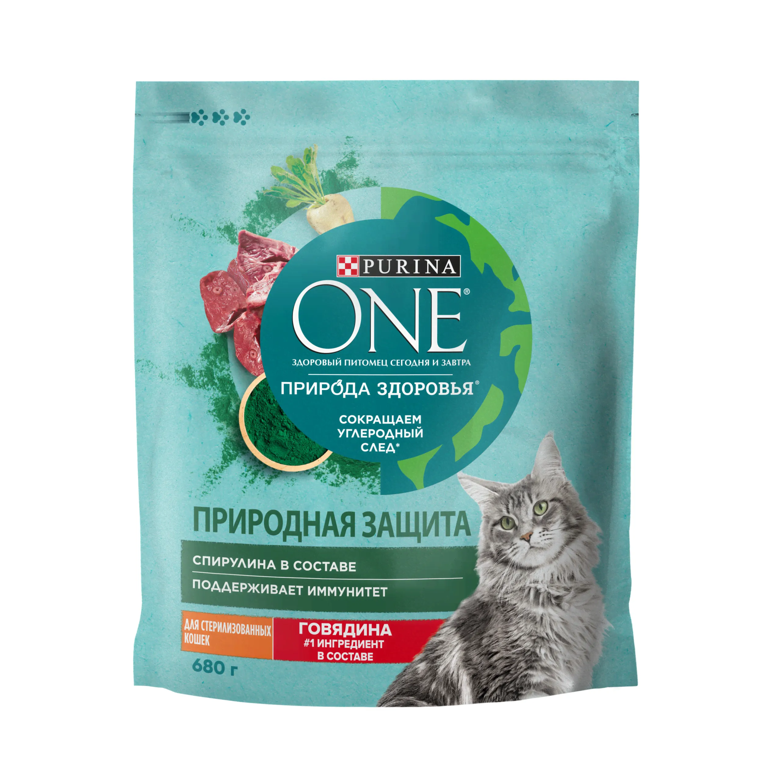 Purina One Природа Здоровья для стерилизованных кошек и кастрированных котов (Говядина, 680 г.)
