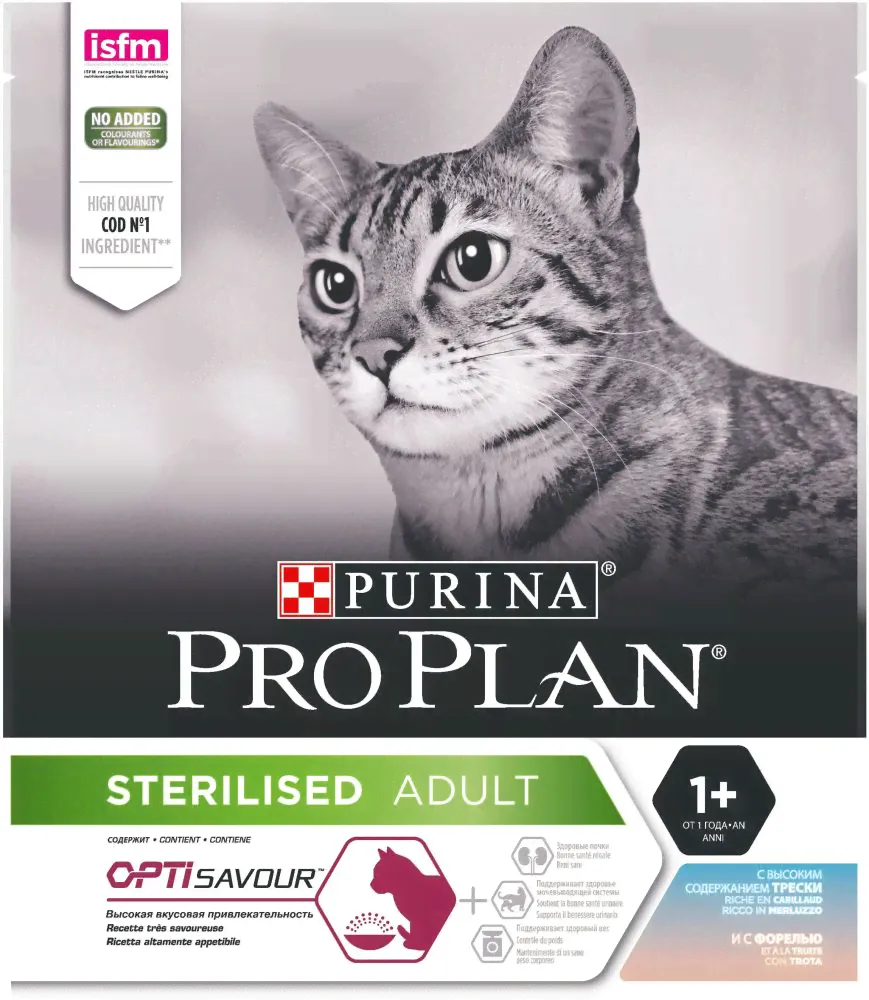Purina Pro Plan Sterilised Opti Savour Корм для стерилизованных кошек с треской и форелью, 3 кг