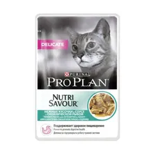 Purina Pro Plan Delicate влажный корм в соусе для взрослых кошек и котов с чувствительной пищеварительной системой с рыбой пауч 85 г