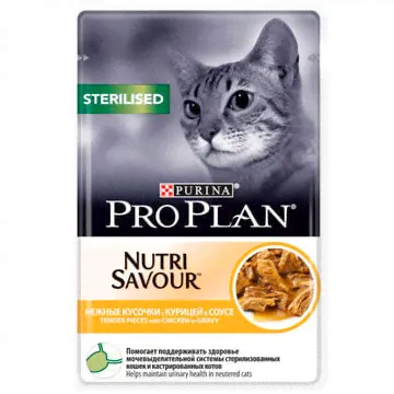 Purina Pro Plan Sterilised Nutri Savour влажный корм для стерилизованных кошек и кастрированных котов с курицей в СОУСЕ 85 гр-0