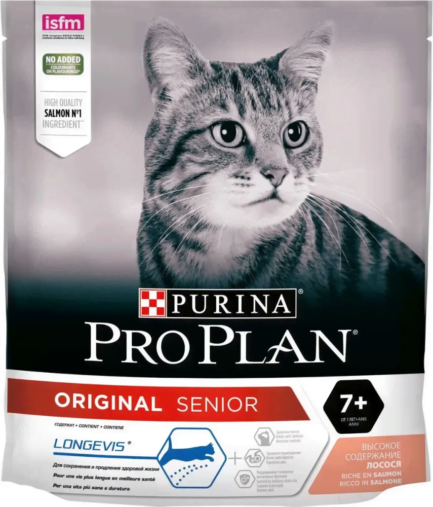 Сухой корм Purina Pro Plan ORIGINAL Senior, для кошек старше 7 лет, с лососем, 400г