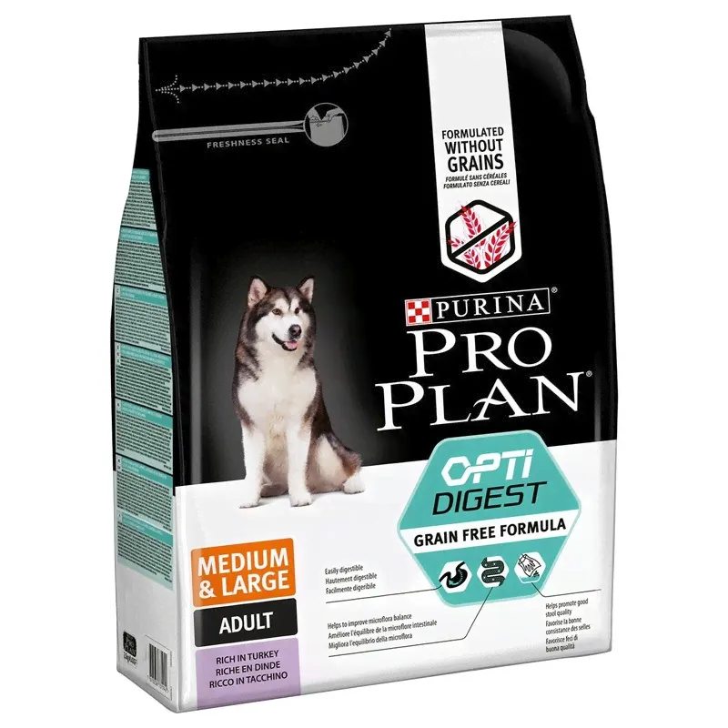 Сухой беззерновой корм Purina Pro Plan Optidigest Grain Free для взрослых собак средних и крупных пород с чувствительным пищеварением с индейкой - 2,5 кг-0