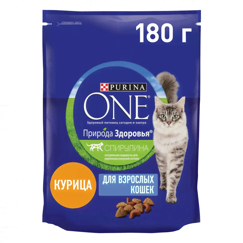 Purina One Природа Здоровья сухой корм для взрослых кошек с курицей - 180 г