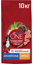 Сухой корм для собак Purina ONE для средних и крупных пород с курицей и рисом 10кг