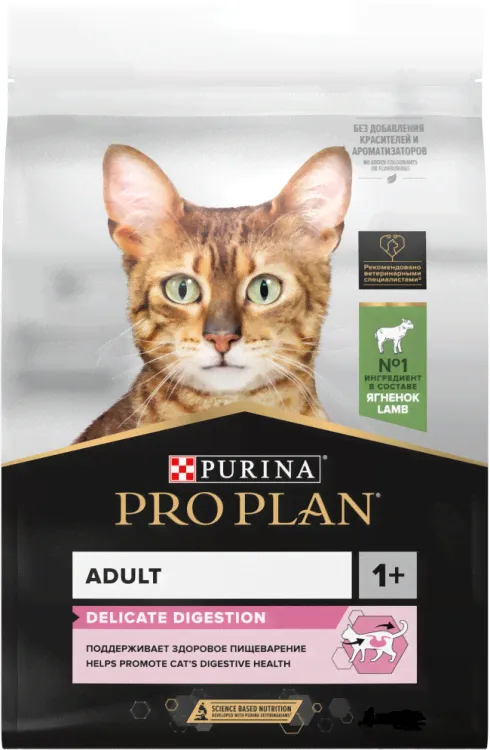 Purina Pro Plan (Пурина Про План) Delicate Optidigest Adult Сухой корм для взрослых кошек с чувствительным пищеварением с ягненком 400 г-0
