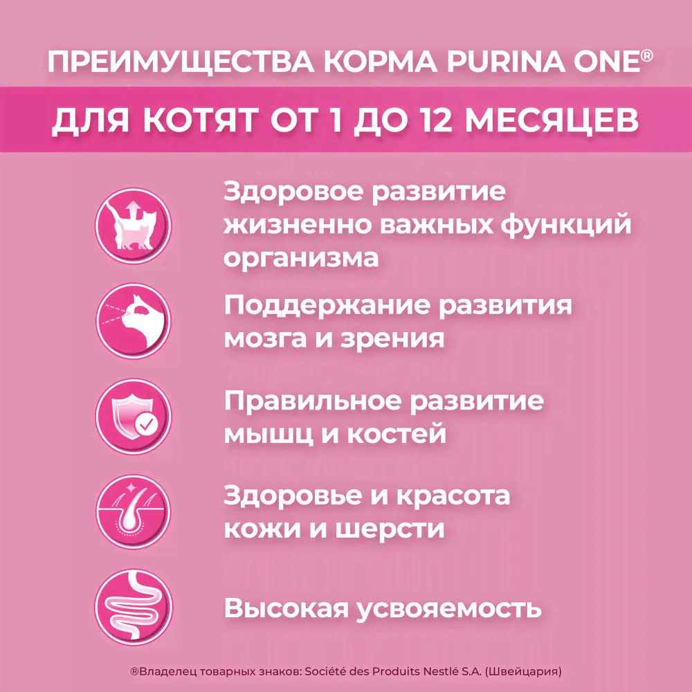 Сухой корм для котят Purina ONE с курицей 200г-2
