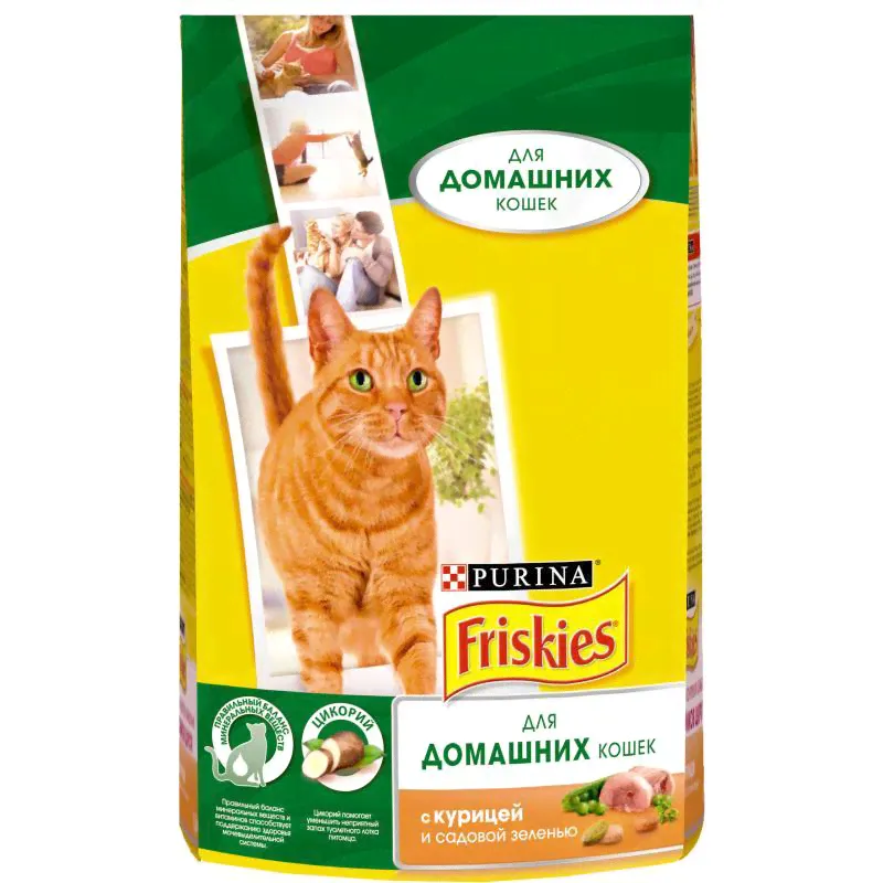 Purina Friskies для домашних кошек с курицей 1,5 кг-0