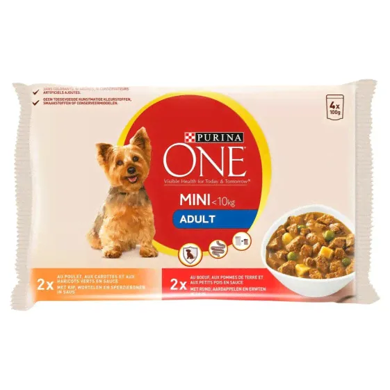 Влажный корм Purina One Курица Телятина 4 x 100 g-0