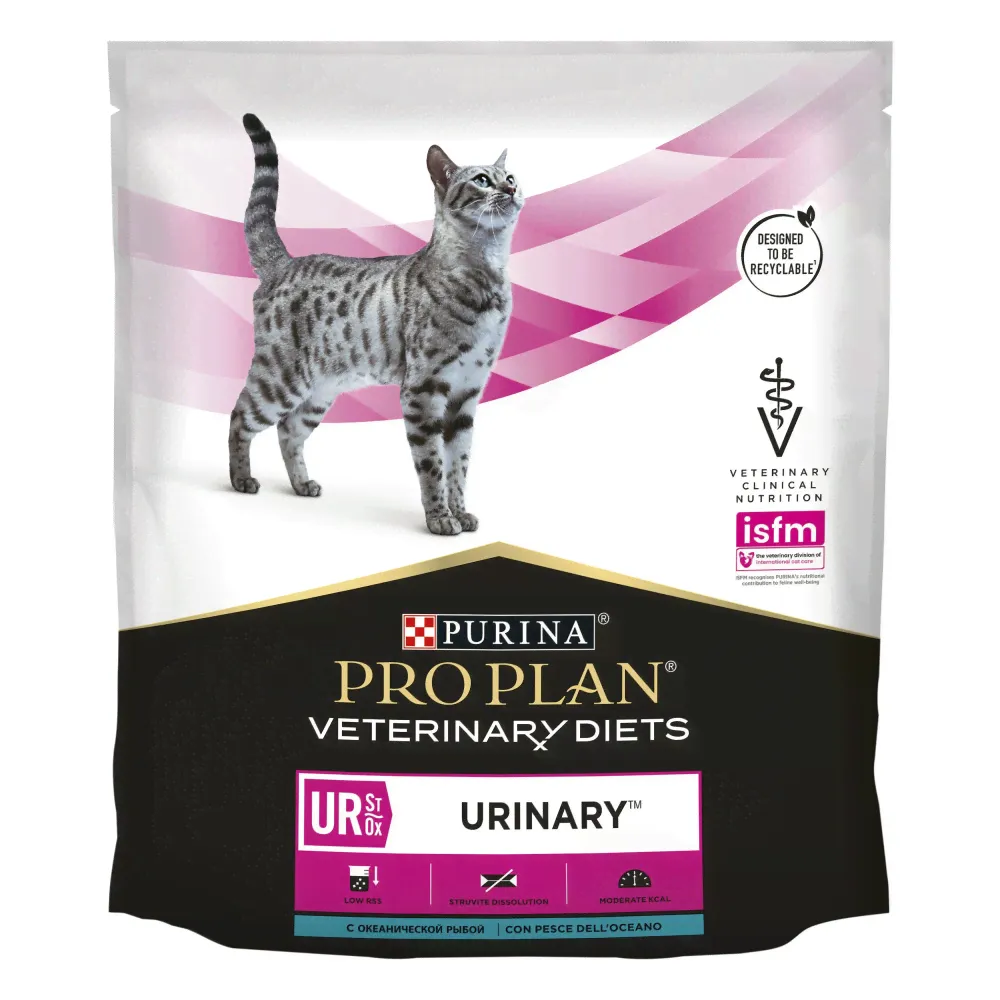 Сухой корм Purina Pro Plan Veterinary Diets UR St/Ox Urinary, для взрослых кошек, при мочекаменной болезни, с океанической рыбой, 350г-0