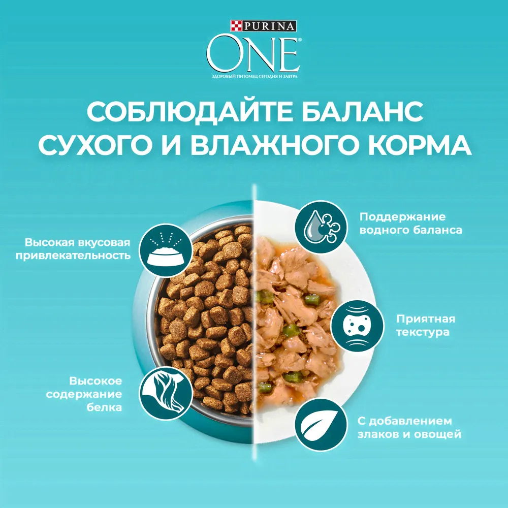 Корм сухой Purina One для взрослых кошек с курицей, 9.75кг-0