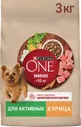 Сухой корм для собак Purina ONE для мелких пород с активным образом жизни с курицей и рисом 3кг