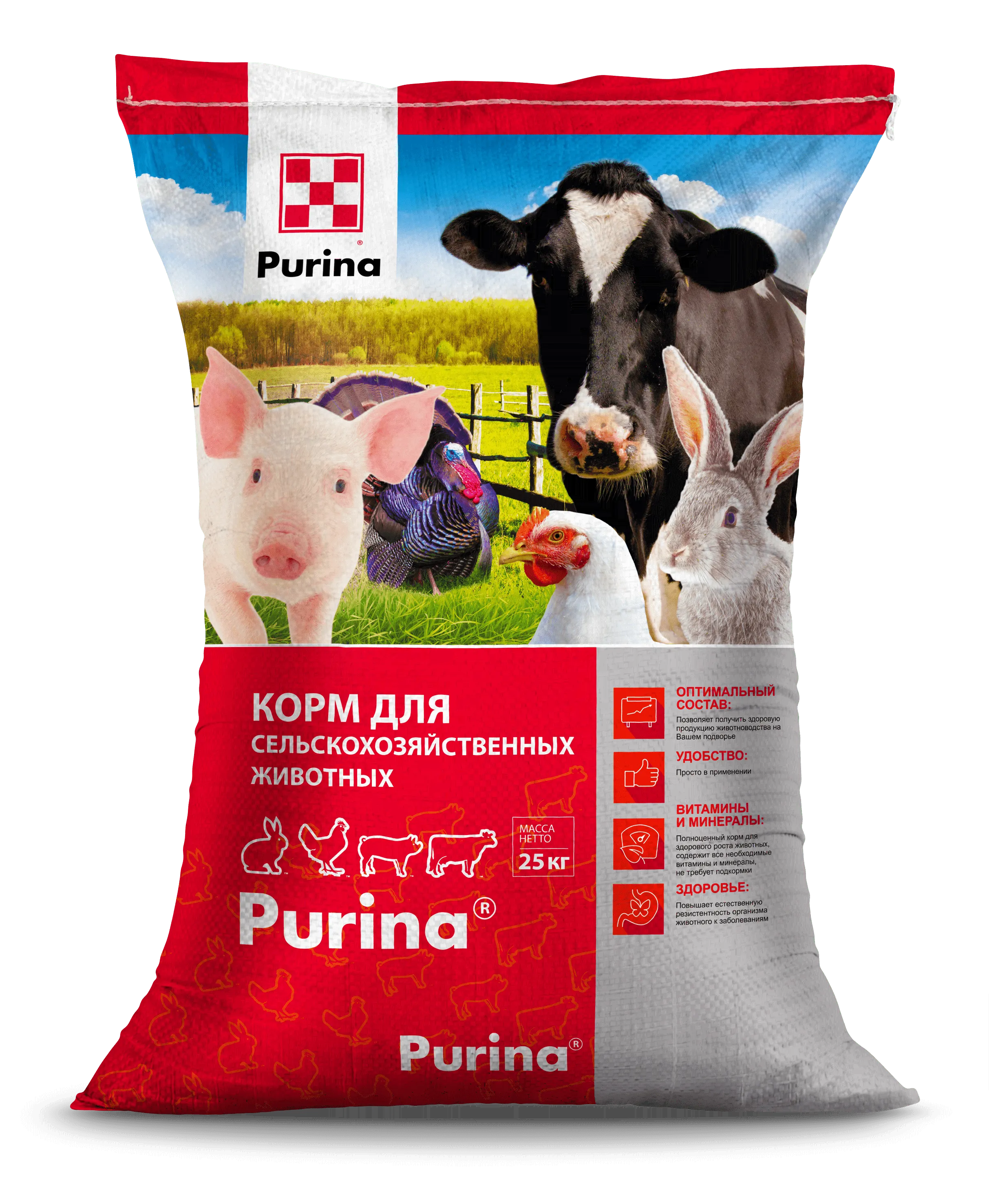 БВМК 7% PURINA (7329) для откорма КРС весом свыше 150 кг. Мешок 25 кг.