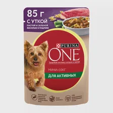 Влажный корм для собак Purina One Mini при активном образе жизни с уткой и пастой в соусе 85г