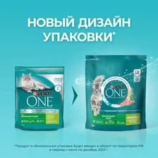 Корм сухой Purina One для взрослых кошек живущих в домашних условиях с индейкой и цельными злаками, 750г
