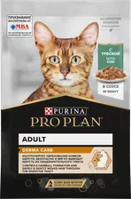 Purina Pro Plan (Пурина Про План) Nutri Savour Adult Derma Care Пауч для кошек для вывода шерсти из желудка с треской в соусе 85 г 5 шт
