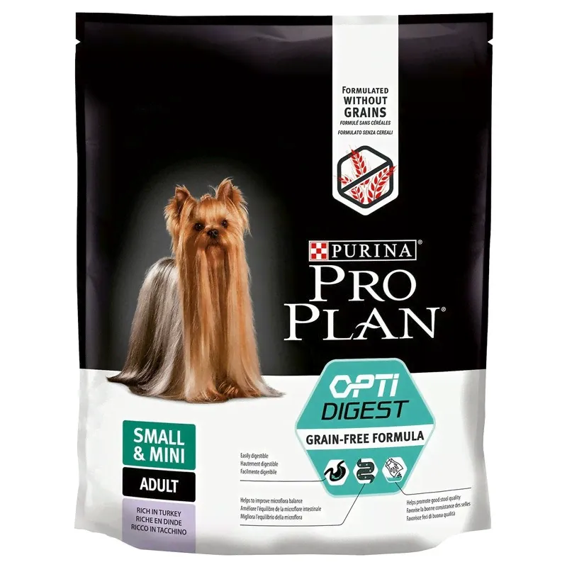 Сухой беззерновой корм Purina Pro Plan Optidigest Grain Free для взрослых собак мелких пород с чувствительным пищеварением с индейкой - 700 г
