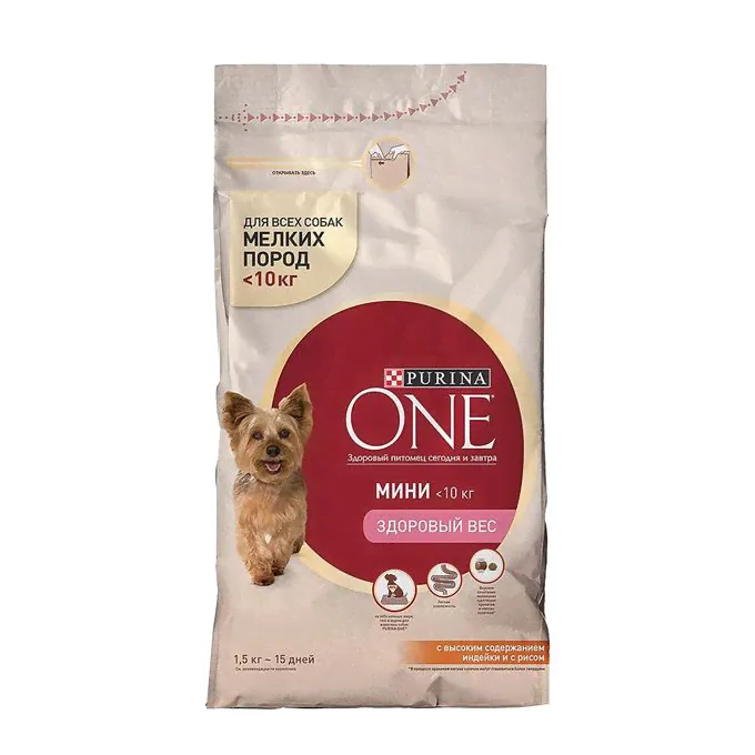 Сухой корм Purina One Мини Здоровый вес с индейкой и рисом для собак мелких пород 1,5 кг-0