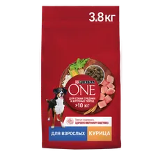 Сухой корм PURINA ONE® для взрослых собак средних и крупных пород с курицей и рисом 3,8 кг