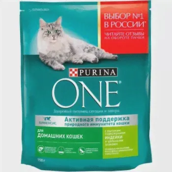 Сухой корм для кошек Purina One с индейкой и злаками, 750г