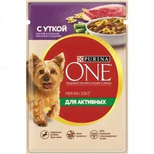 Purina One с уткой, пастой и зеленой фасолью в подливе (Паучи для взрослых активных собак мелких пород), 85г х 26шт