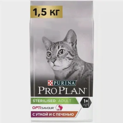 Purina Pro Plan Сухой корм для Кастрированных кошек Утка и печень (Sterilized Duck) 12384646 1,5 кг 38537 (2 шт)-0