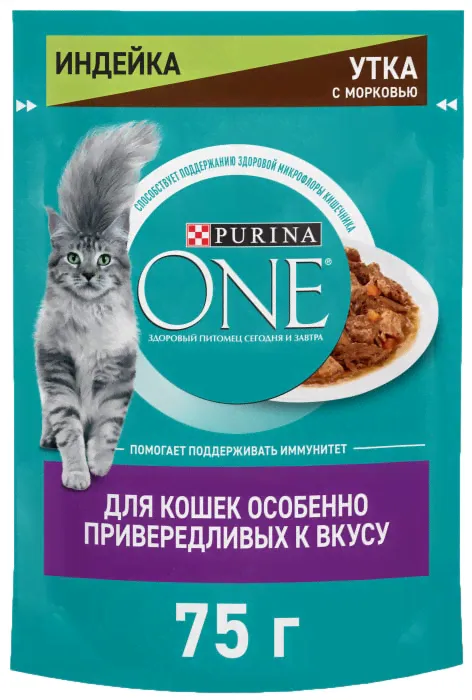 Влажный корм для кошек Purina ONE Индейка-Утка-Морковь 75г-0