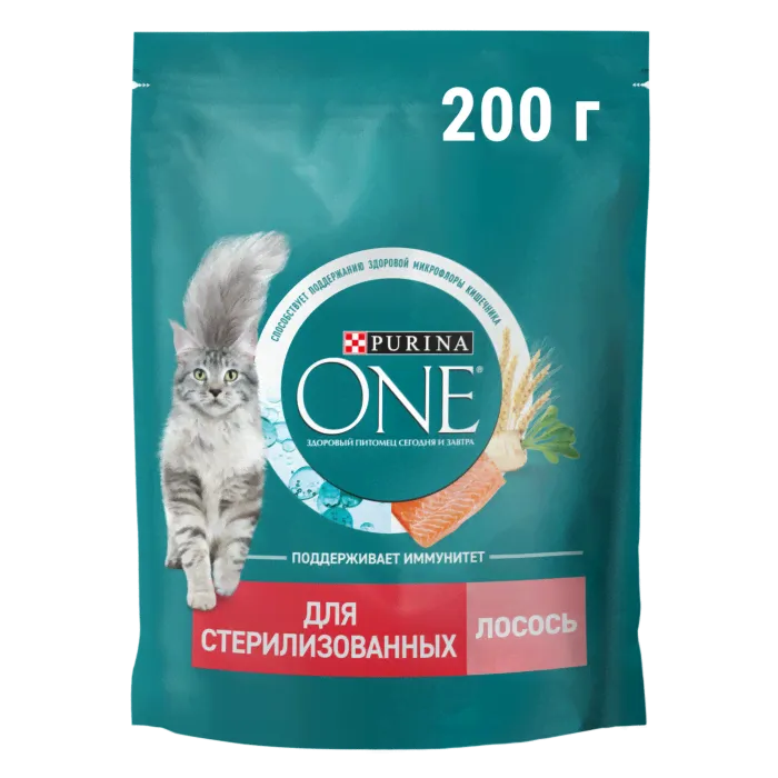 Сухой корм PURINA ONE® для стерилизованных кошек и кастрированных котов с лососем 200 г