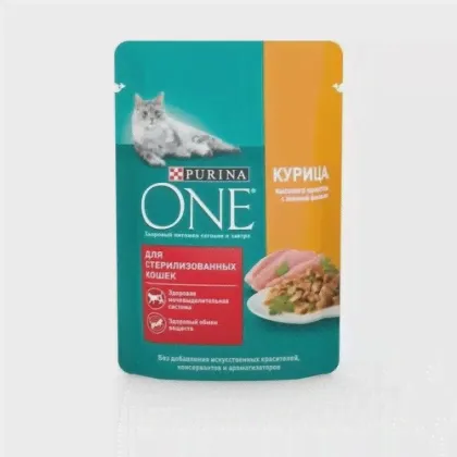 Purina ONE Влажный корм Purinа One для стерилизованных кошек, курица/фасоль, 75 г