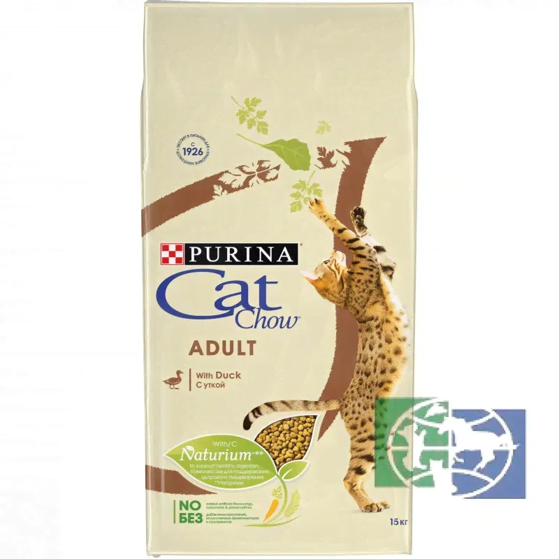 Сухой корм для взрослых кошек Purina Cat Chow, утка, 15 кг-1