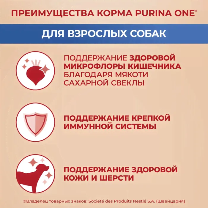 Сухой корм для собак Purina ONE для средних и крупных пород с ягненком и рисом 10кг