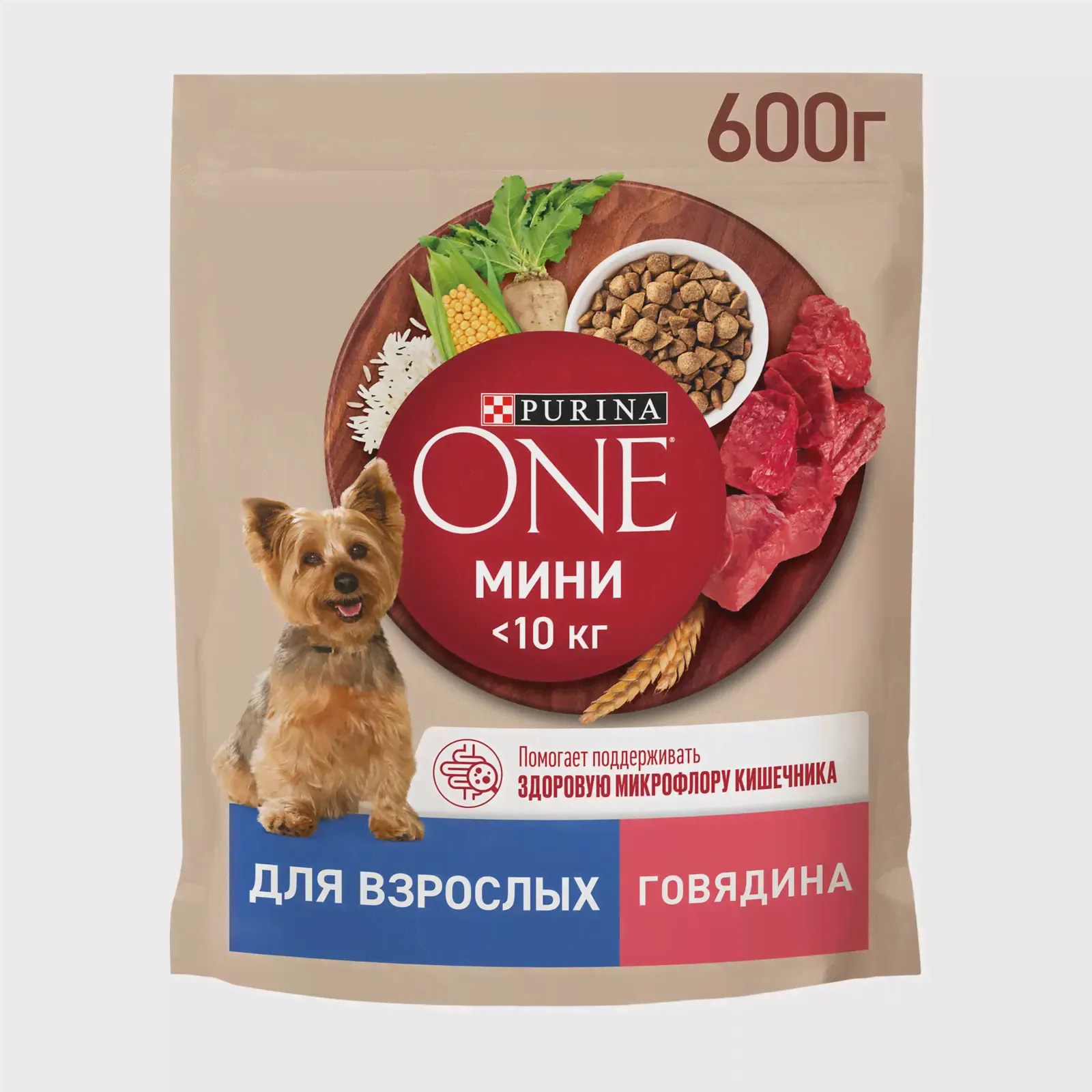 Сухой корм для собак Purina One Mini при активном образе жизни с говядиной и рисом 600г