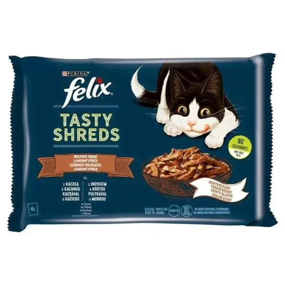 Корм для котов Purina Tasty Shreds индейка утка 4 x 80 g