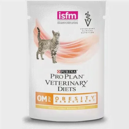 Влажный корм для кошек Purina Pro Plan Veterinary Diets OM St/Ox OBESITY MANAGEMENT, для снижения избыточной массы тела, с курицей, 2 шт. х 85 г