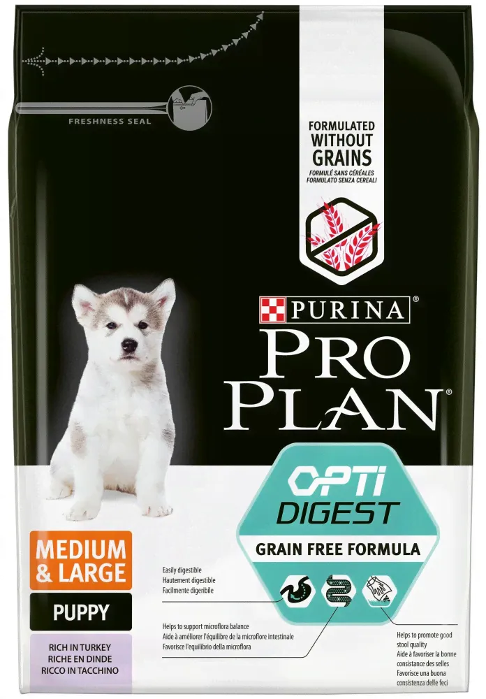 Сухой корм Purina Pro Plan Optidigest Grain Free Formula Puppy Medium&Large, для щенков средних пород, с чувствительным пищеварением, с индейкой, 2,5кг-0
