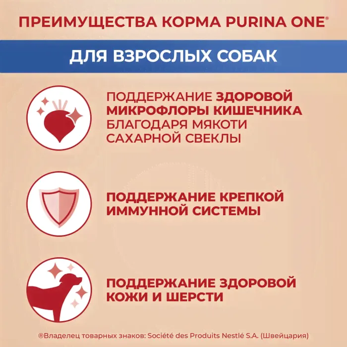 Сухой корм для собак Purina ONE для средних и крупных пород с курицей и рисом 3.8кг-3