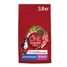 Purina ONE сух. для собак средних и крупных пород с ягненком и рисом 3,8кг