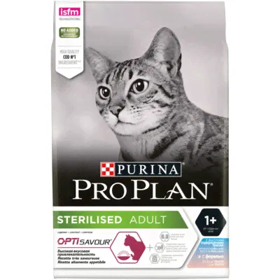 Сухой корм Purina Pro Plan с ТРЕСКОЙ и ФОРЕЛЬЮ для КАСТРИРОВАННЫХ кошек-0