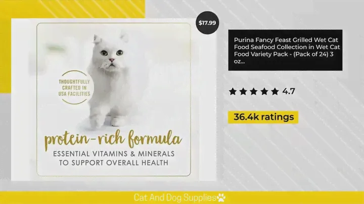 Purina Fancy Feast Grilled Wet Cat Food Seafood Collection in Wet Cat Food Variety Pack - Pack of 24