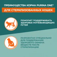 Корм сухой Purina One Природа Здоровья для стерилизованных кошек и кастрированных котов с говядиной, 680г