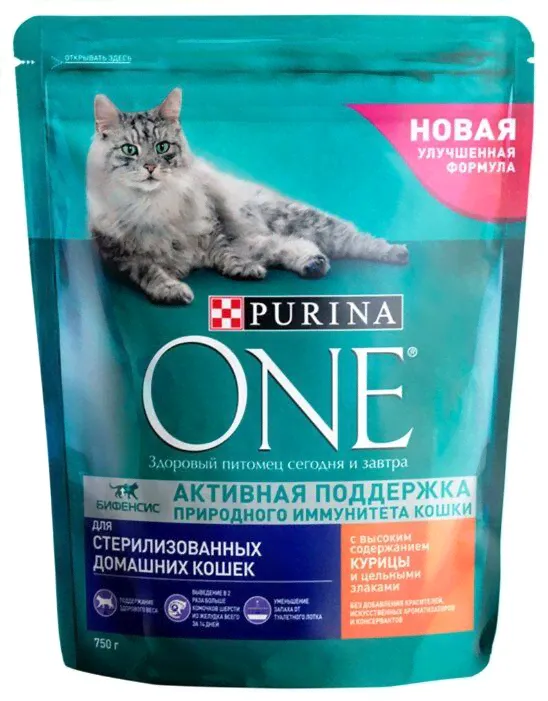 Корм для стерилизованных кошек Purina ONE с курицей и с цельными злаками 750 г-1
