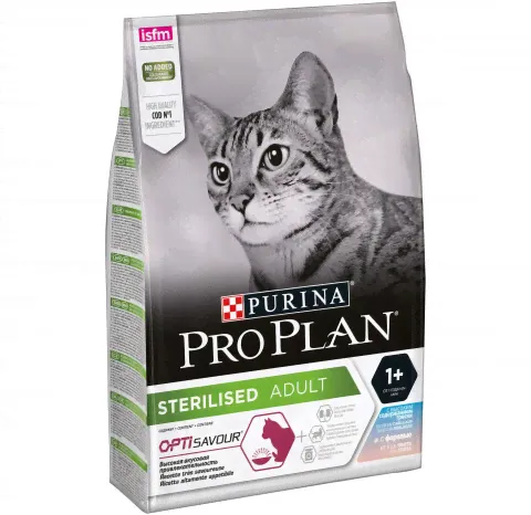 Purina Pro Plan Sterilised для стерилизованных кошек и кастрированных котов, треска форель