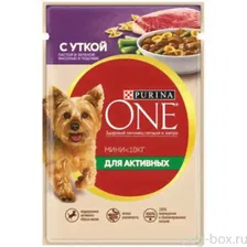 Purina One Паучи для взрослых собак малых пород с уткой, пастой и зеленой фасолью в подливе "Активная"